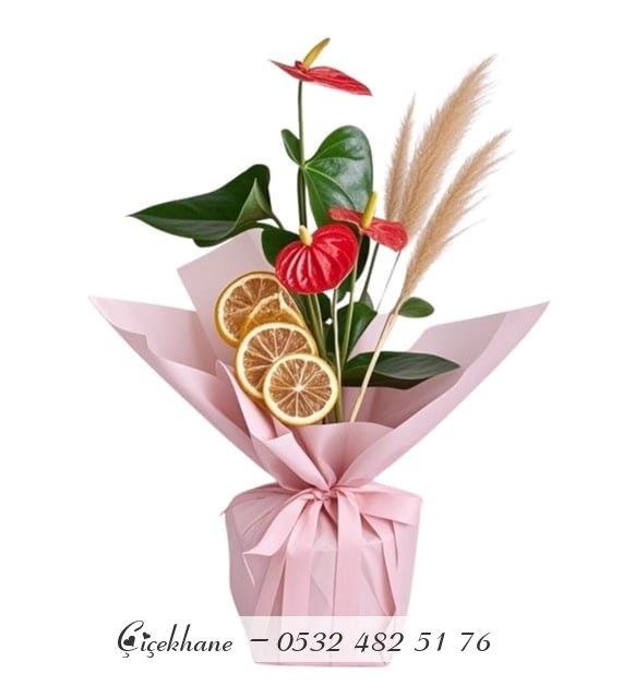 Buket Kağıtlı Antoryum