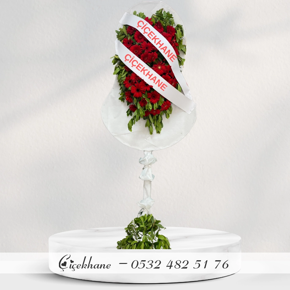 Kırmızı Gerberalı Çelenk
