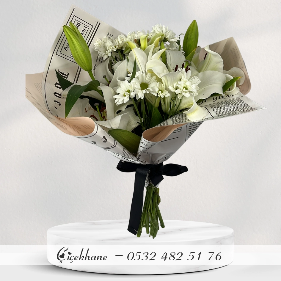 Lilyum Ve Beyaz Papatya Buketi