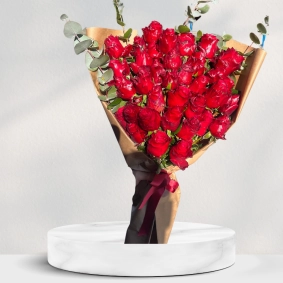 Kraft Buket Kağıdında 35'Li Kırmızı Gül Buketi